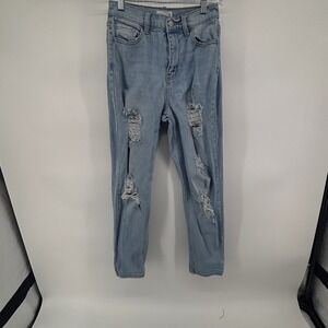 Cello Womens Ripped Distressed Jeans Light Wash Denim‎ Size 1, 28" inseam